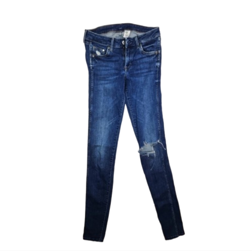 🎁 H&M Super Skinny Jeans Size 27 Super Low Waist 27/30 Medium Wash Stretch
